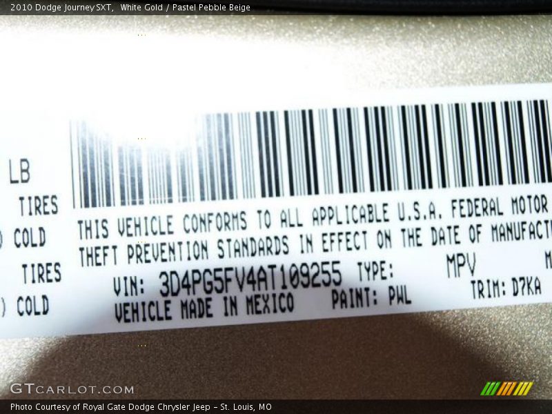 White Gold / Pastel Pebble Beige 2010 Dodge Journey SXT