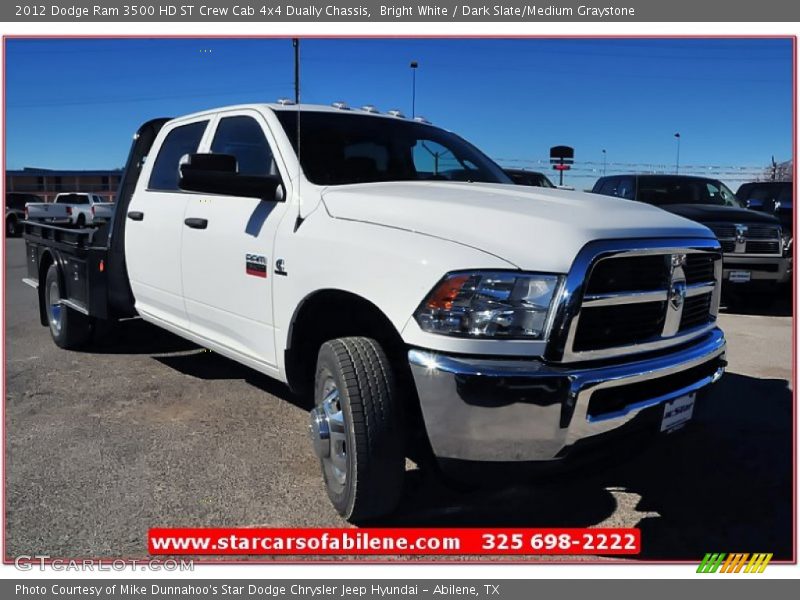 Bright White / Dark Slate/Medium Graystone 2012 Dodge Ram 3500 HD ST Crew Cab 4x4 Dually Chassis