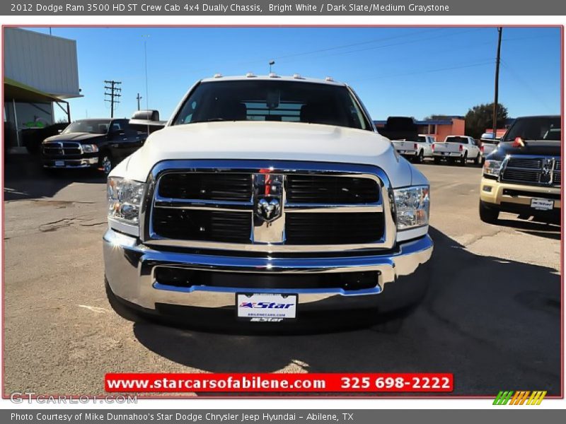 Bright White / Dark Slate/Medium Graystone 2012 Dodge Ram 3500 HD ST Crew Cab 4x4 Dually Chassis