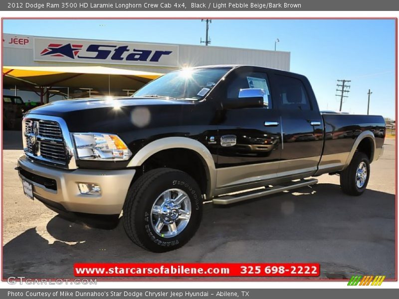 Black / Light Pebble Beige/Bark Brown 2012 Dodge Ram 3500 HD Laramie Longhorn Crew Cab 4x4