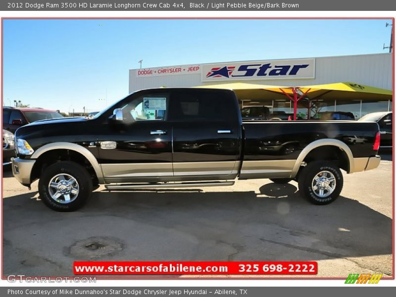 Black / Light Pebble Beige/Bark Brown 2012 Dodge Ram 3500 HD Laramie Longhorn Crew Cab 4x4
