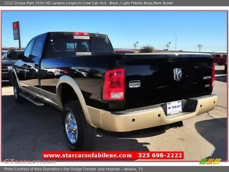 Black / Light Pebble Beige/Bark Brown 2012 Dodge Ram 3500 HD Laramie Longhorn Crew Cab 4x4