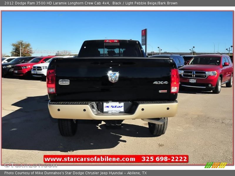 Black / Light Pebble Beige/Bark Brown 2012 Dodge Ram 3500 HD Laramie Longhorn Crew Cab 4x4