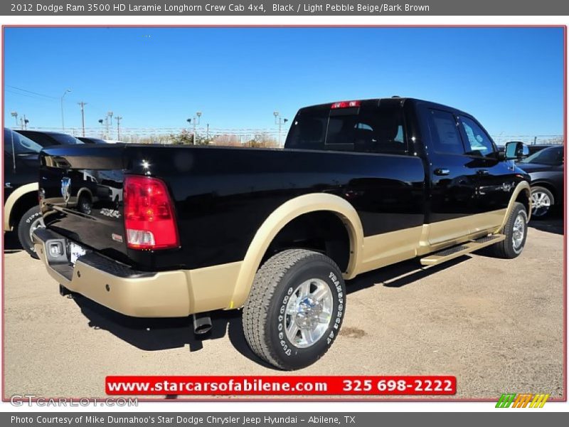 Black / Light Pebble Beige/Bark Brown 2012 Dodge Ram 3500 HD Laramie Longhorn Crew Cab 4x4