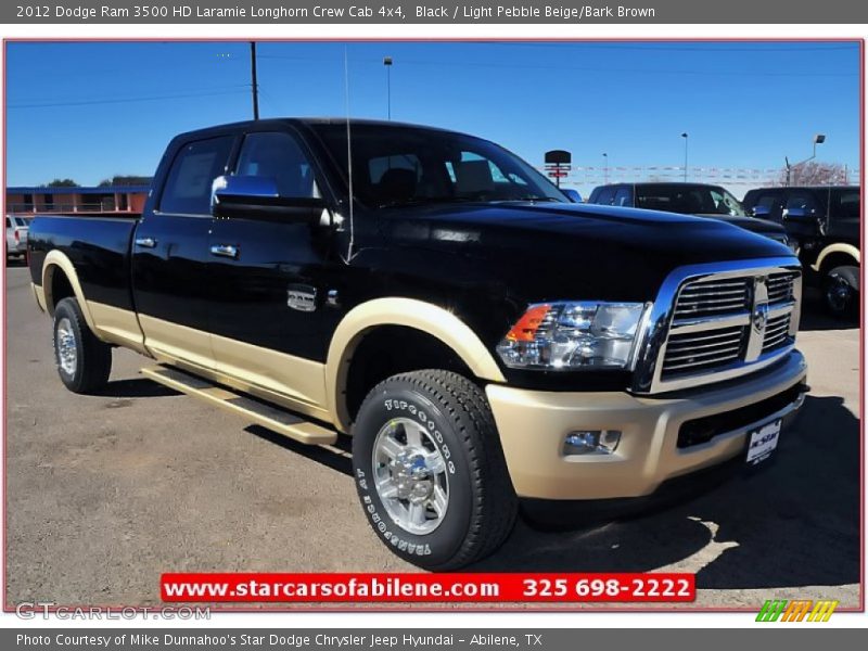 Black / Light Pebble Beige/Bark Brown 2012 Dodge Ram 3500 HD Laramie Longhorn Crew Cab 4x4