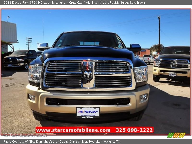 Black / Light Pebble Beige/Bark Brown 2012 Dodge Ram 3500 HD Laramie Longhorn Crew Cab 4x4