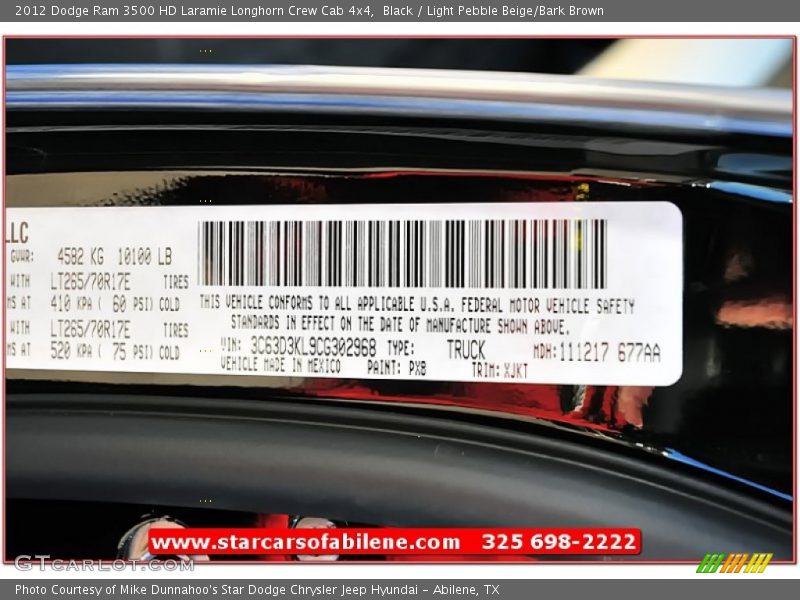 Black / Light Pebble Beige/Bark Brown 2012 Dodge Ram 3500 HD Laramie Longhorn Crew Cab 4x4