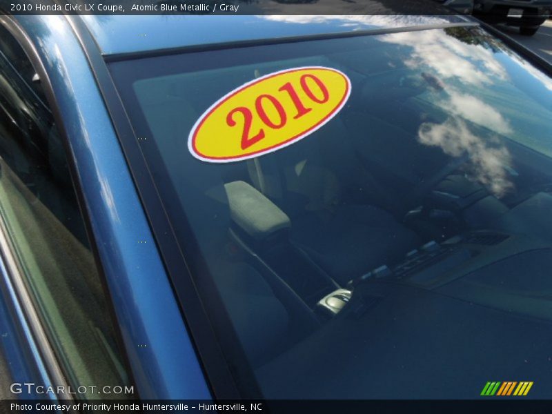 Atomic Blue Metallic / Gray 2010 Honda Civic LX Coupe
