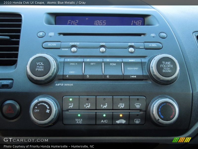 Atomic Blue Metallic / Gray 2010 Honda Civic LX Coupe