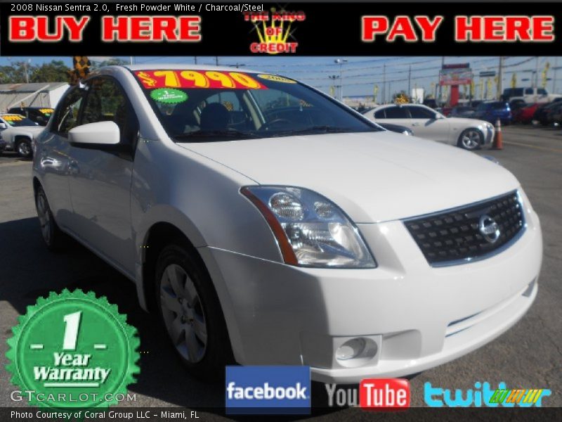 Fresh Powder White / Charcoal/Steel 2008 Nissan Sentra 2.0