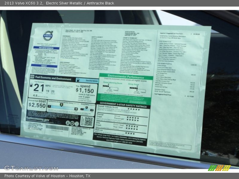 Electric Silver Metallic / Anthracite Black 2013 Volvo XC60 3.2