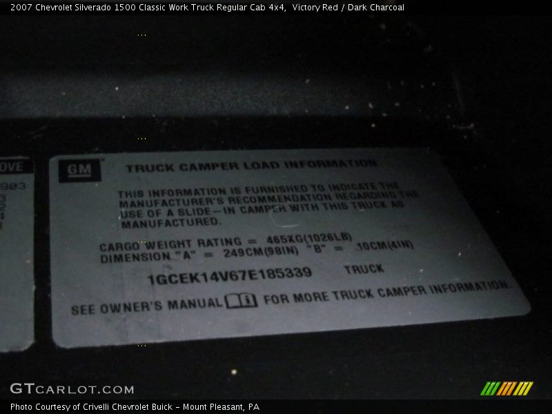 Victory Red / Dark Charcoal 2007 Chevrolet Silverado 1500 Classic Work Truck Regular Cab 4x4