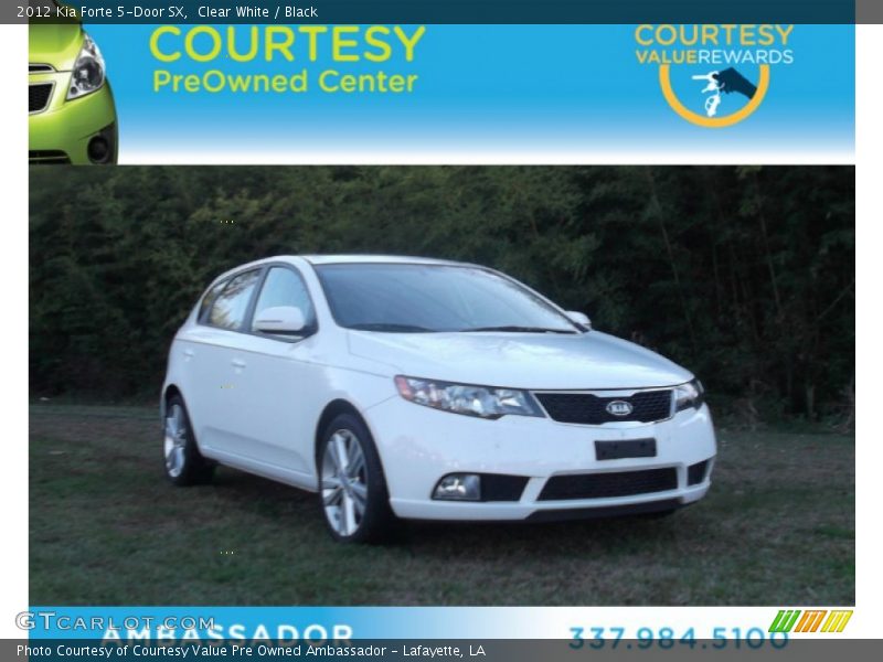 Clear White / Black 2012 Kia Forte 5-Door SX