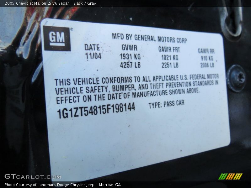 Black / Gray 2005 Chevrolet Malibu LS V6 Sedan