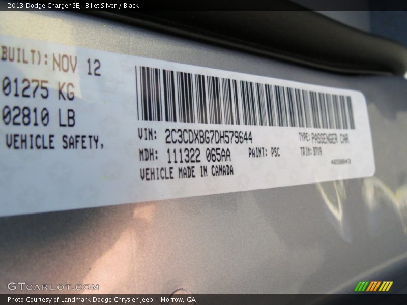 Billet Silver / Black 2013 Dodge Charger SE