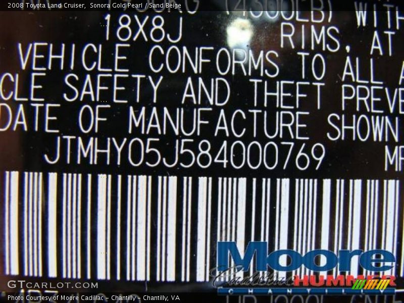 Sonora Gold Pearl / Sand Beige 2008 Toyota Land Cruiser