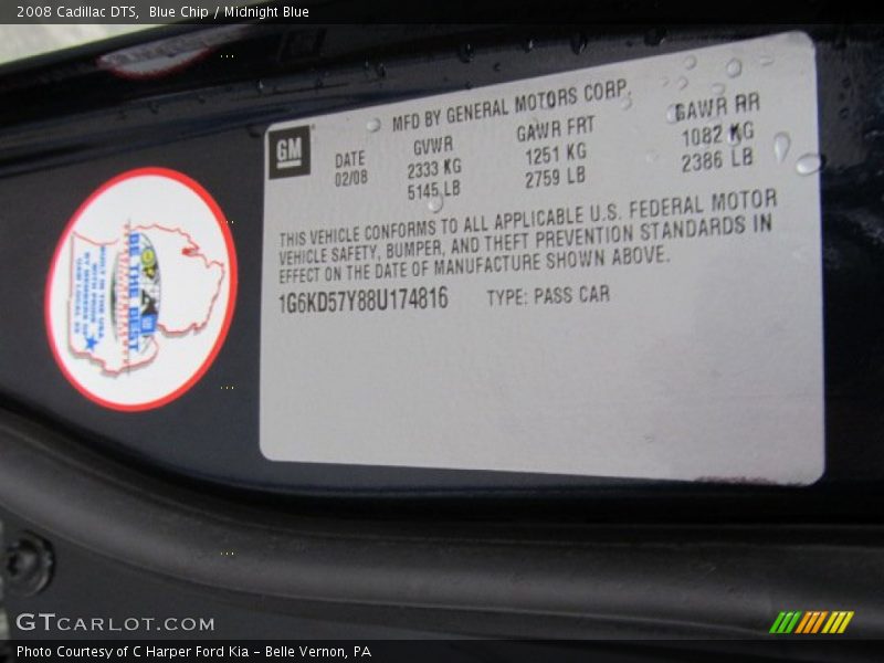 Blue Chip / Midnight Blue 2008 Cadillac DTS