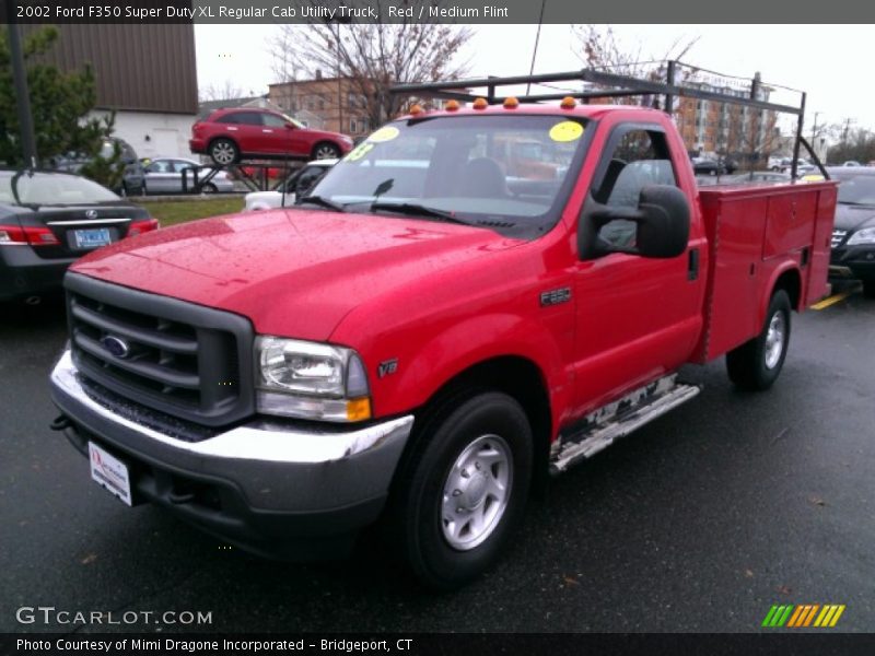 Red / Medium Flint 2002 Ford F350 Super Duty XL Regular Cab Utility Truck