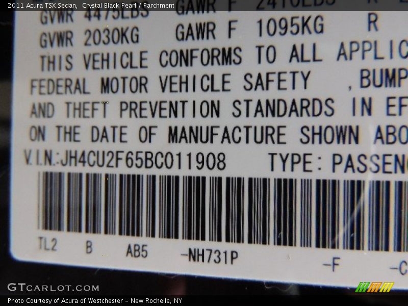 Crystal Black Pearl / Parchment 2011 Acura TSX Sedan