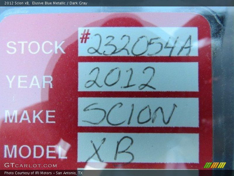 Elusive Blue Metallic / Dark Gray 2012 Scion xB