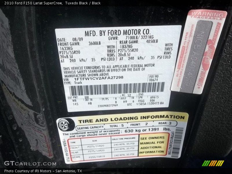 Tuxedo Black / Black 2010 Ford F150 Lariat SuperCrew