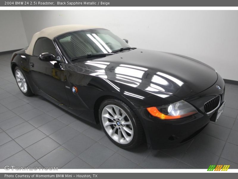 Black Sapphire Metallic / Beige 2004 BMW Z4 2.5i Roadster