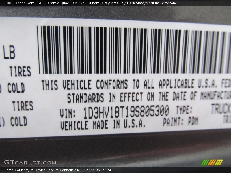 Mineral Gray Metallic / Dark Slate/Medium Graystone 2009 Dodge Ram 1500 Laramie Quad Cab 4x4