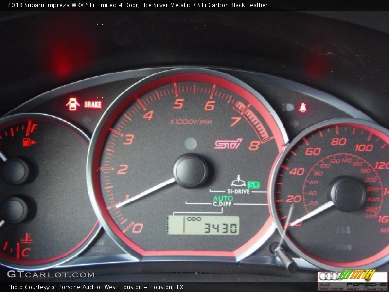 Ice Silver Metallic / STi Carbon Black Leather 2013 Subaru Impreza WRX STi Limited 4 Door