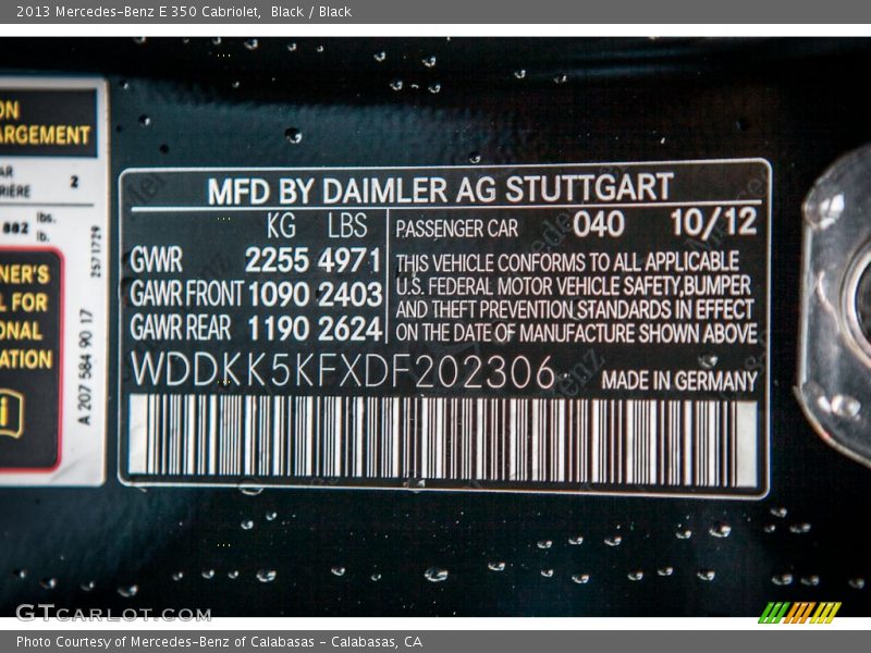 Black / Black 2013 Mercedes-Benz E 350 Cabriolet