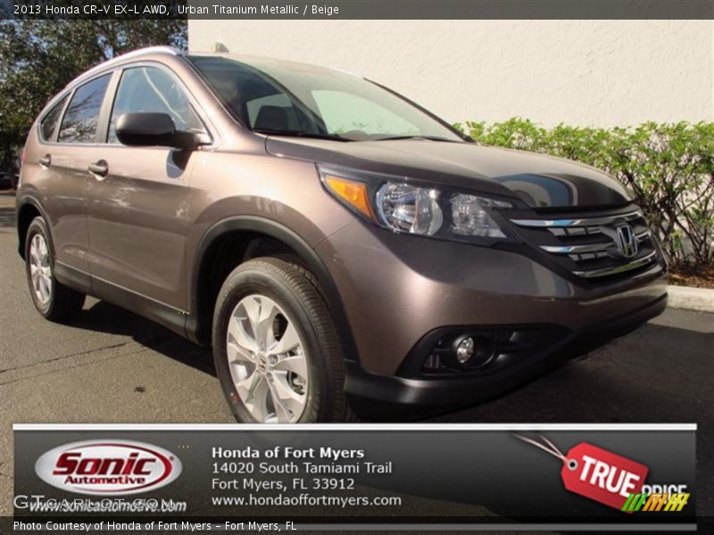 Urban Titanium Metallic / Beige 2013 Honda CR-V EX-L AWD