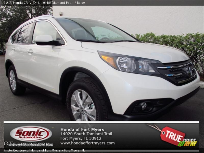 White Diamond Pearl / Beige 2013 Honda CR-V EX-L