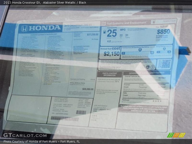 Alabaster Silver Metallic / Black 2013 Honda Crosstour EX
