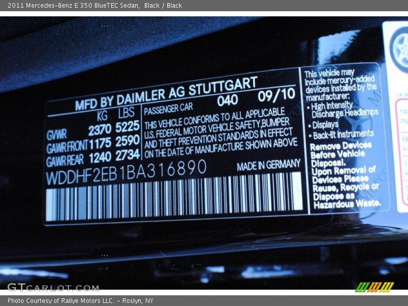 Black / Black 2011 Mercedes-Benz E 350 BlueTEC Sedan