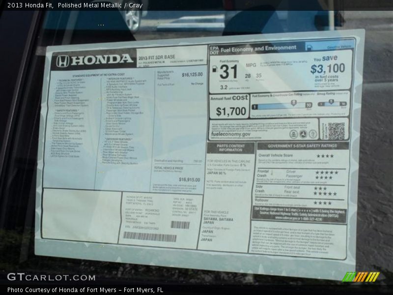 Polished Metal Metallic / Gray 2013 Honda Fit