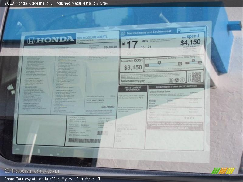 Polished Metal Metallic / Gray 2013 Honda Ridgeline RTL