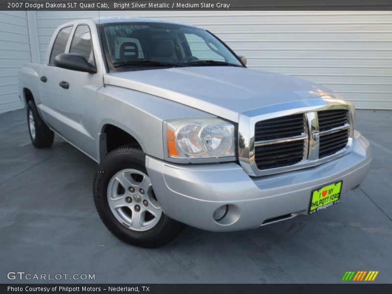 Bright Silver Metallic / Medium Slate Gray 2007 Dodge Dakota SLT Quad Cab