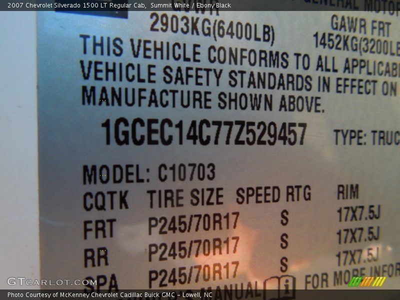 Summit White / Ebony Black 2007 Chevrolet Silverado 1500 LT Regular Cab