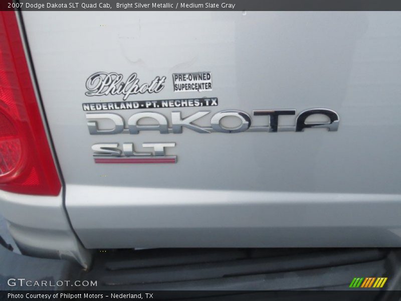 Bright Silver Metallic / Medium Slate Gray 2007 Dodge Dakota SLT Quad Cab