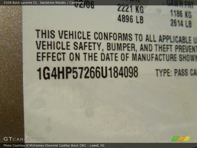 Sandstone Metallic / Cashmere 2006 Buick Lucerne CX