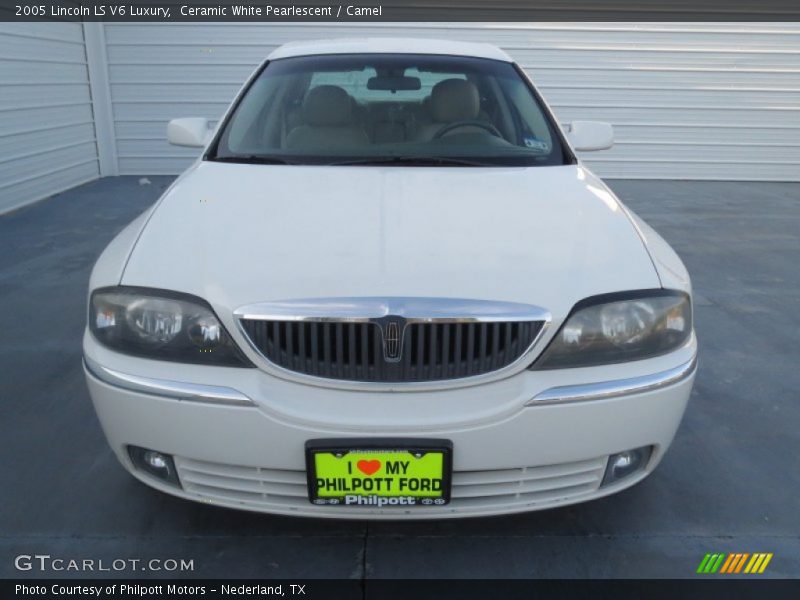 Ceramic White Pearlescent / Camel 2005 Lincoln LS V6 Luxury