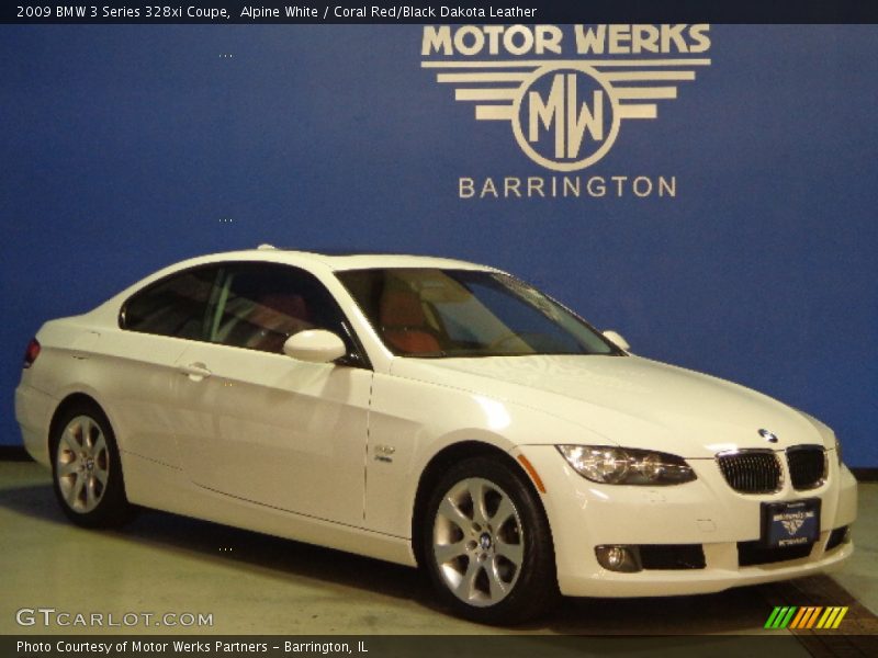 Alpine White / Coral Red/Black Dakota Leather 2009 BMW 3 Series 328xi Coupe