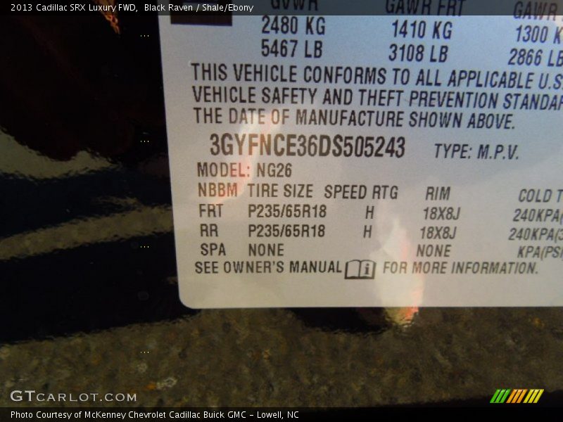 Black Raven / Shale/Ebony 2013 Cadillac SRX Luxury FWD