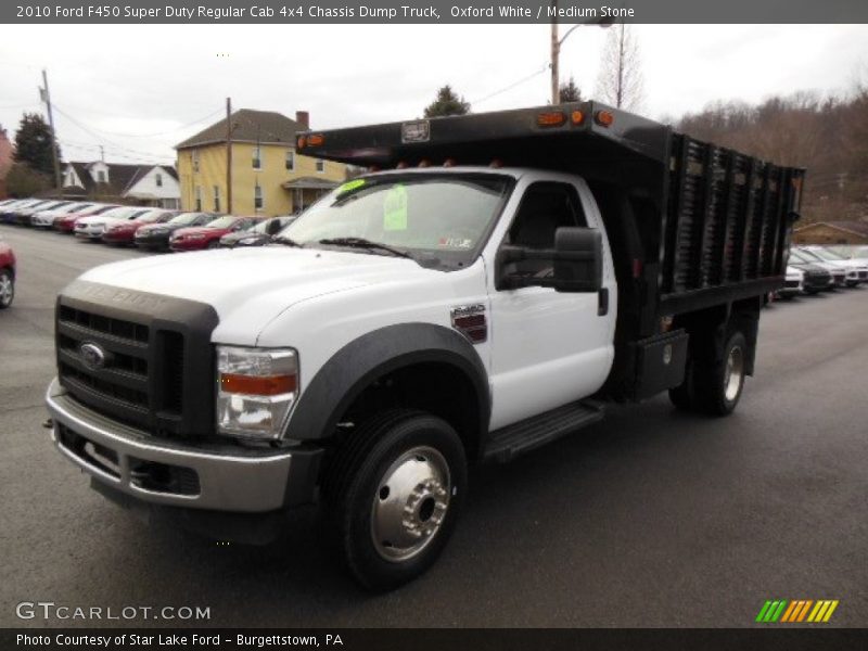 Oxford White / Medium Stone 2010 Ford F450 Super Duty Regular Cab 4x4 Chassis Dump Truck