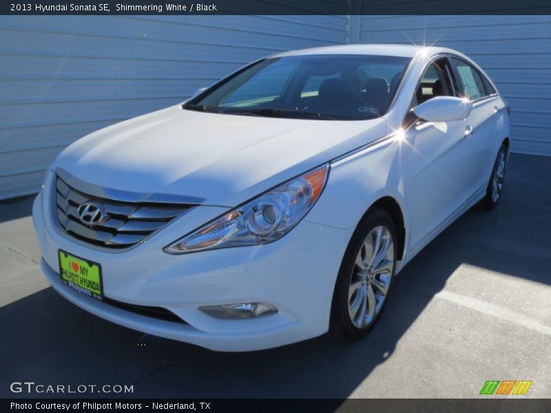 Shimmering White / Black 2013 Hyundai Sonata SE