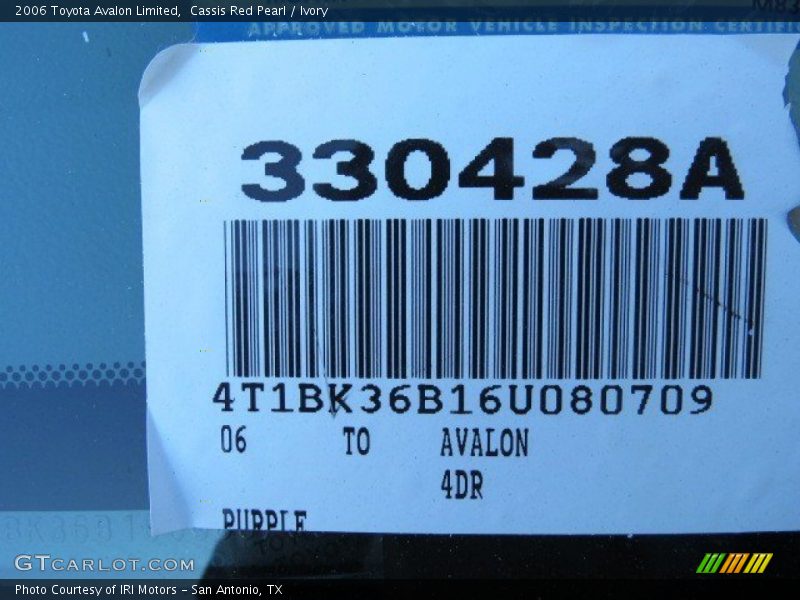 Cassis Red Pearl / Ivory 2006 Toyota Avalon Limited