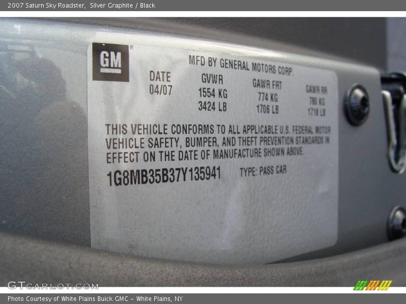 Silver Graphite / Black 2007 Saturn Sky Roadster