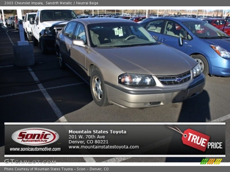 Sandrift Metallic / Neutral Beige 2003 Chevrolet Impala