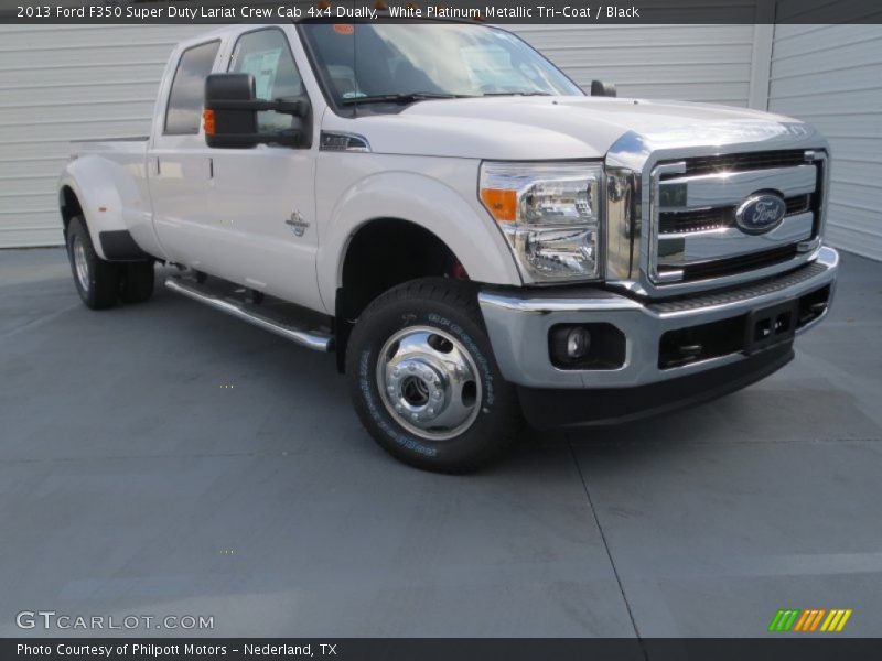 White Platinum Metallic Tri-Coat / Black 2013 Ford F350 Super Duty Lariat Crew Cab 4x4 Dually