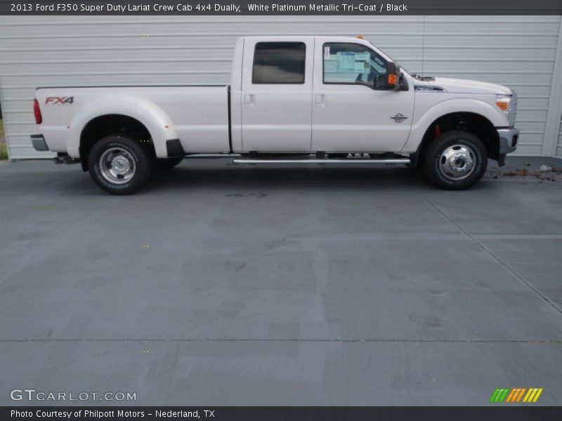 White Platinum Metallic Tri-Coat / Black 2013 Ford F350 Super Duty Lariat Crew Cab 4x4 Dually