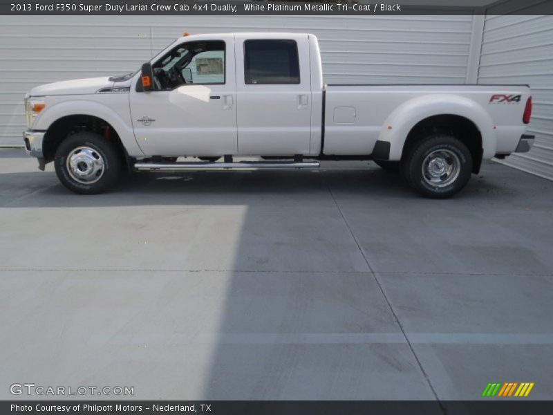 White Platinum Metallic Tri-Coat / Black 2013 Ford F350 Super Duty Lariat Crew Cab 4x4 Dually